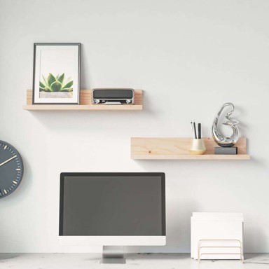 Zidne police 2 kom 50x11x9 cm, masivna borovina, prirodna