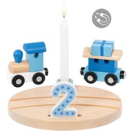 GOKI Vlak Rođendanski Oslo, 9 dijelova, 16 x 12 x 7 cm, drvo, s brojevima i svjećicom, dob 3+