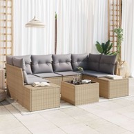 7-dijelni vrtni sofa set s jastučićima, poliratan bež
