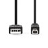 NEDIS USB kabel USB 2.0 USB-A muški USB-B muški 10 W 480 Mbps niklani 5,00 m okrugli PVC crni etiketa