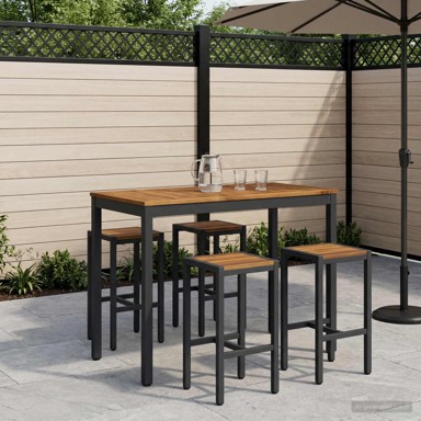 Stol za bar u vrtu 108,5 x 55 x 105 cm, prirodni i crni