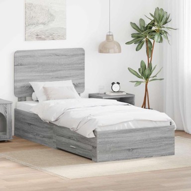 Okvir za krevet 90 x 200 cm konstruirano drvo, siva sonoma