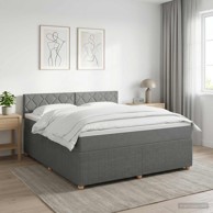 Boxspring krevet s madracem 140 x 200 cm od tkanine, tamnosivi
