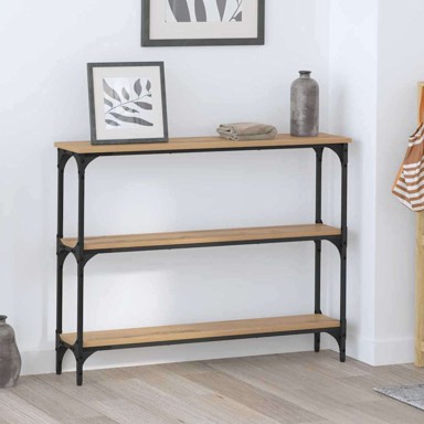 Konzolni stol s policom hrast artisan 100 x 22,5 x 75 cm