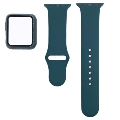 B-STRAP Silicone remen s futrolom za Apple Watch 44mm, dark green