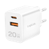 LOGILINK Brzi zidni punjač GaN, USB-C i USB-A, PD, PPS, 20 W, bijeli
