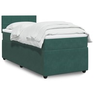 Krevet Box Spring s madracem, 90 x 190 cm, baršunasti, tamnozeleni