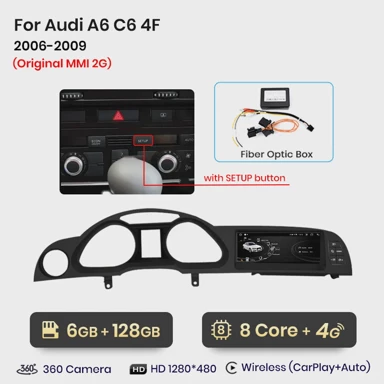 CarPlay Android Auto auto radio multimedijski sustav za Audi A6 C6 4F, 6GB, 128GB, MMI 2G, BK
