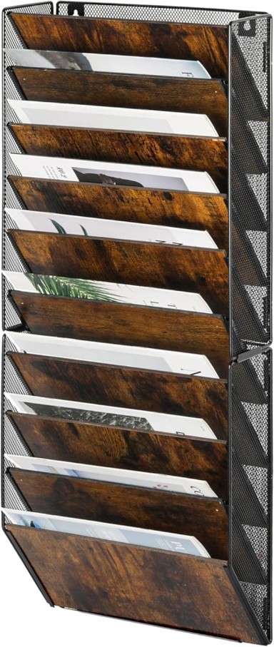 NIKCORP Zidni organizator za dokumente, 10 pretinaca, drveni, 33 x 18 x 82,4 cm, crni