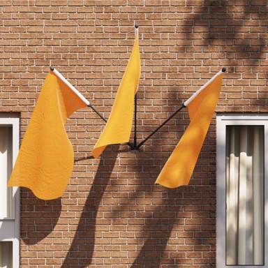 Držač zastava za 3 zastave, zidni, čelik, crni