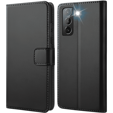 NIKCORP Torbica preklopna za mobitel, za Samsung Galaxy S21 Plus, utori za kartice, 360° zaštita, eko koža, crna