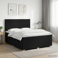 Boxspring krevet s madracem 140 x 200 cm tkanina prošiveno gumbima, crni