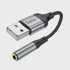 HOCO AUX adapter, USB kabel A muški na utičnicu 3,5 mm ženski, LS36, 0,12 m, crni