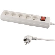 IDEUS Produžni kabel s 5 utičnica s uzemljenjem i prekidačem 5m IP20 16A, bijeli
