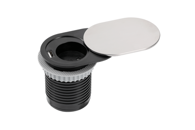 Utičnica ugradbena 1x šuko + 1x USB s kabelom 1,9 m, srebrna SLIDE