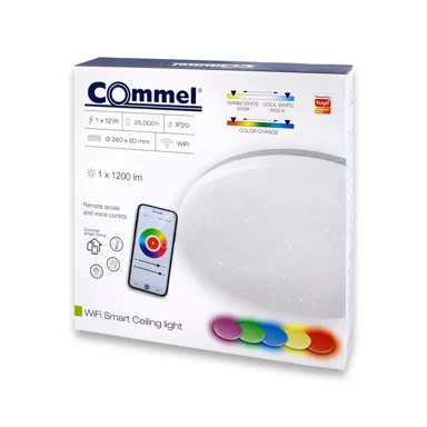 LED smart WiFi plafonjera 407-801, 12 W, 1200 lm, Ø260 mm, zvjezdano nebo