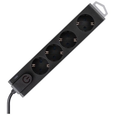 HOME Kabel naponski letva, 4 utičnica, 1.5 mm2, 3 m, crni