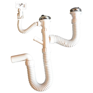 ZOREX Odvod dvodijelni sudoper s prelivnom granom (20 kom)