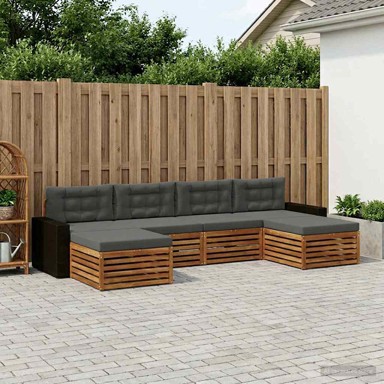 Setovi sofa s jastukom, 6 pcs, čvrsto drvo akacije