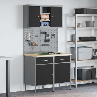 Set radnog stola od 8 komada, sivi čelik