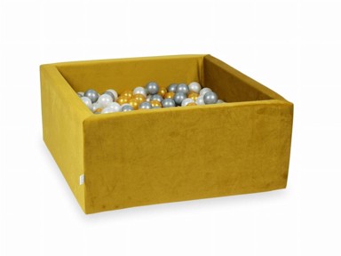 MIMII Jama za suhe kuglice 400 komada 90 x 90 x 40, baršunasto zlato, zlato, srebro, biser