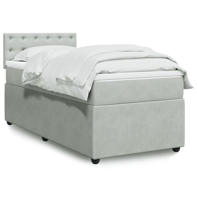 Box spring krevet s madracem svjetlosivi 100x200 cm baršunasti