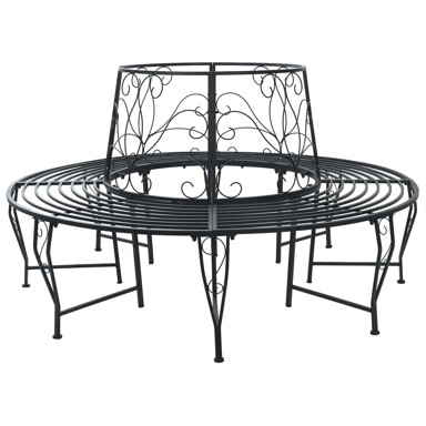 Klupa pod drvetom, 8-sjedna, Ø160 x 89 cm, čelik, crna