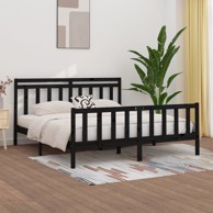 Okvir za krevet od masivne borovine crni 200 x 200 cm