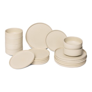 BONAMI SELECTION 18-dijelni set krem posuđa od kamenine Malia