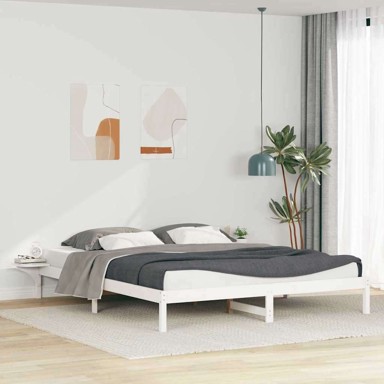 Okvir za krevet s bočnim stolovima, bijeli, 200 x 210 cm