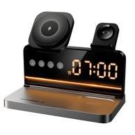 HOCO Bežični punjač DWQ03, 4u1, digitalni sat, budilica, do 15 W