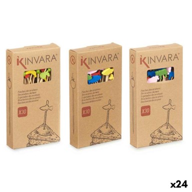 KINVARA Set štapića za roštilj 47527, bambus, 2,5 x 0,4 x 12,5 cm, ukrašeni šiljci, 24 komada