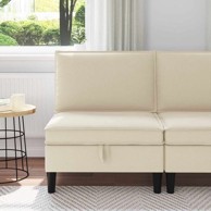 Srednja sofa s ladicom, baršun, krem