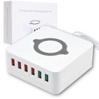 USB punjač sa 6 priključaka i induktivnim punjenjem 10 W