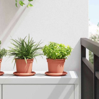 Saksija za cvijeće, okrugla, Ø 12,5 x 10 cm, plastika, crvena cigla, 24 komada