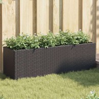 Vrtna sadilica s 3 posude, 105 × 30 × 32 cm, poliratan, crna, 1 kom