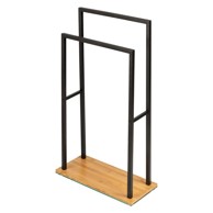 WENKO Crni stalak za ručnike s bambusovom bazom