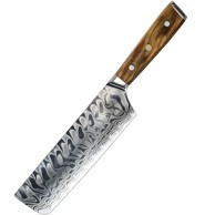 Damaskasti kuhinjski nož Yu-37491 Nakiri Kp37491, smeđi