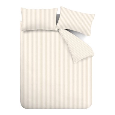 CATHERINE LANSFIELD Posteljina Stripe flanelska za bračni/produženi krevet 230x220 cm Bež/krem