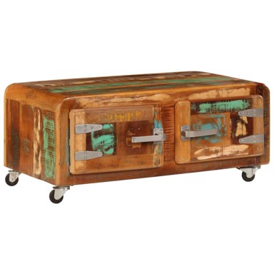 Stolić za kavu 85x55x40 cm masivno obnovljeno drvo, šarena