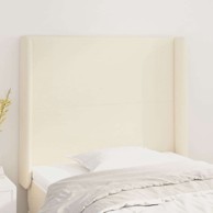 Uzglavlje za krevet s ušima, 93x16x118/128 cm, od tkanine, krem