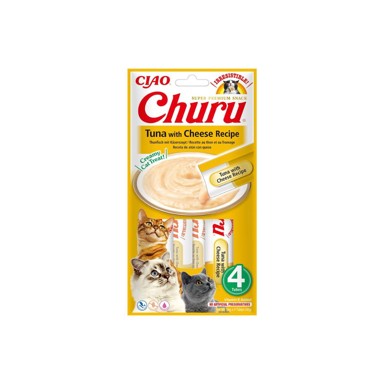 INABA Poslastica za mačke CHURU PUREE TUNA SA SIROM 4x14 g