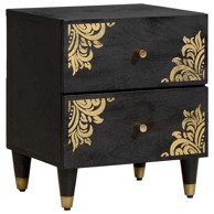 Noćni ormar s ladicama 40×33×46 cm čvrsto drvo manga, crni