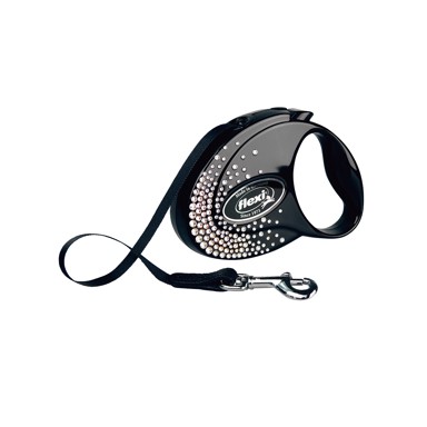 FLEXI Povodac GLAM SPLASH CRYSTAL S 3m, crna