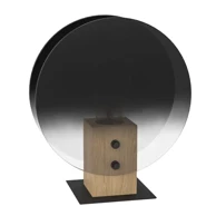 Stolna lampa Millena, E27, drvo, crna/crno-sivo staklo