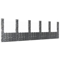 Gabionska košara U-oblika sa 6 stupova 620x20x200 cm željezna