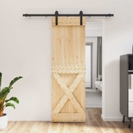 Klizna vrata 70x210 cm od masivne borovine, prirodna i crna
