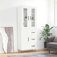Visoka komoda bijela 69 5x34x180 cm konstruirano drvo , drvena vrata 3 ladice