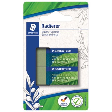 STAEDTLER Gumica Mars PK2 526 83BK2, reciklirana zelena, blister