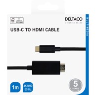 DELTACO Adapter kabel USB-C – HDMI 4K 1 m pozlaćen crni